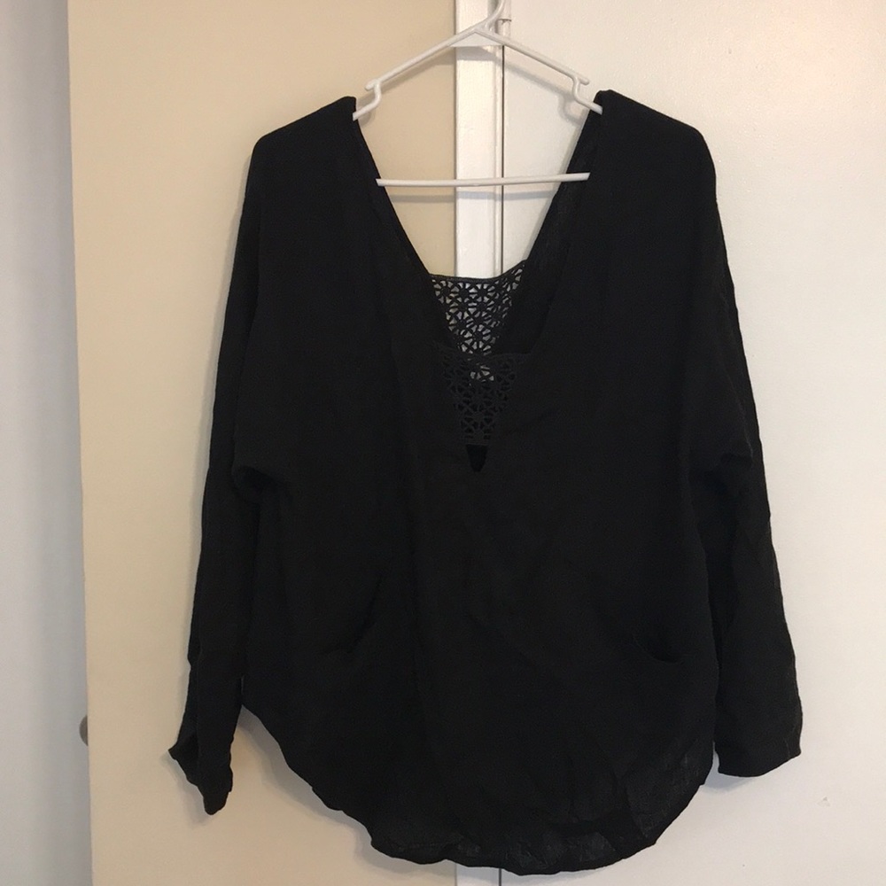 Black Crocheted Free People Blouse